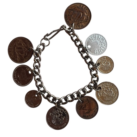 Vintage European Coin Charm‎ Bracelet - Picture 1 of 2